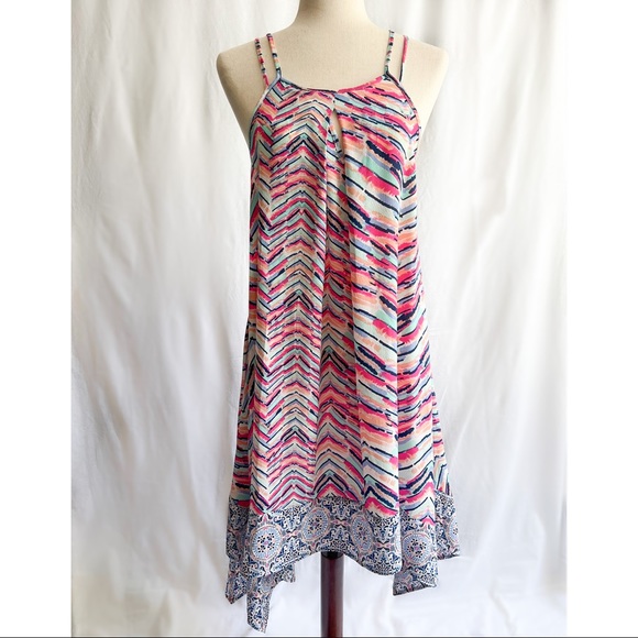 Colorful Summer Sleeveless Striped/Chevron Dress - Picture 1 of 6